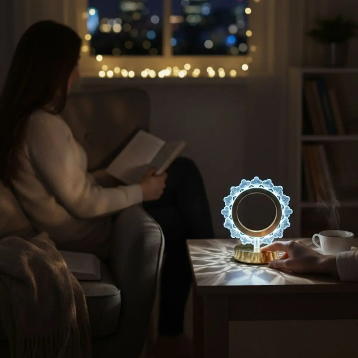 Güneş Şeklinde Kristal LED Masa Lambası – Dokunmatik, 3 Renk Işık Modlu, Şarjlı Mini Dekoratif Gece Lambası (4745)-3