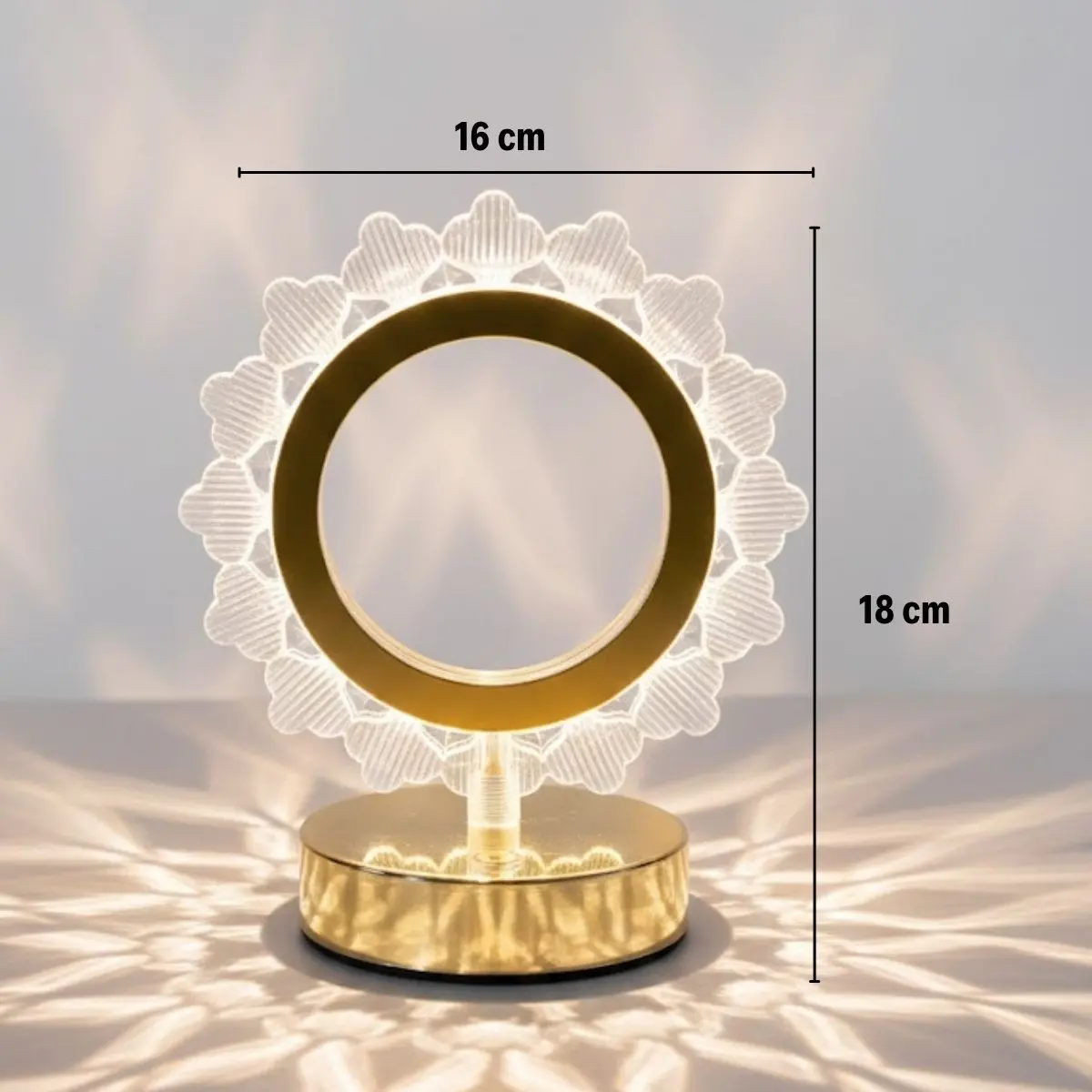 Güneş Şeklinde Kristal LED Masa Lambası – Dokunmatik, 3 Renk Işık Modlu, Şarjlı Mini Dekoratif Gece Lambası (4745)-5