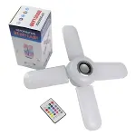 Lamba 4 Kanatlı E27 Duya Takılan Kumandalı Katlanabilir Led Müzik Lamba Işığı Avize Bluetooth Hoparlör (4745)-2