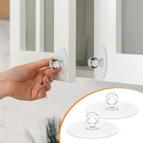 2 Adet Kristal Kendiliğinden Güçlü Yapışkanlı Kulp Askısı Tutma Kolu (4745)