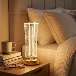 İki Yandan Kavisli Silindirik Geometrik Çizgi Model&nbsp;Kristal LED Masa Lambası – Dokunmatik, 3 Renk Işık Modlu, Şarjlı Dekoratif Gece Lambası (4745)-3