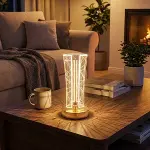 İki Yandan Kavisli Silindirik Geometrik Çizgi Model&nbsp;Kristal LED Masa Lambası – Dokunmatik, 3 Renk Işık Modlu, Şarjlı Dekoratif Gece Lambası (4745)-1