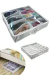 Ayakkabı Saklama Çantası 10 Bölmeli Shoes Under Ayakkabı Hurcu - Siyah Beyaz (4745)-1