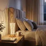 Silindirik Kristal Çizgi Model LED Masa Lambası – Gold Tabanlı, Dokunmatik, 3 Renk Işık Modlu, Şarjlı Modern Dekoratif Gece Lambası (4745)-2