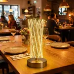 Silindirik Kristal Çizgi Model LED Masa Lambası – Gold Tabanlı, Dokunmatik, 3 Renk Işık Modlu, Şarjlı Modern Dekoratif Gece Lambası (4745)-3