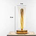 Silindirik Kristal Çizgi Model LED Masa Lambası – Gold Tabanlı, Dokunmatik, 3 Renk Işık Modlu, Şarjlı Modern Dekoratif Gece Lambası (4745)-5