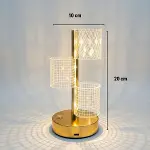 3 Parça&nbsp;Silindirik&nbsp;Kristal Ekose Kareli LED Masa Lambası – Gold Gövdeli, Dokunmatik, 3 Kademe Işık Ayarlı Şarjlı Dekoratif Lamba (4745)-5