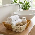Kare Çift Renkli Plastik Rattan Ekmek ve Meyve Sepeti - Çok Amaçlı Banyo ve Mutfak Düzenleyici - Yıkanabilir Tezgâh Üstü Organizer (4745)-2