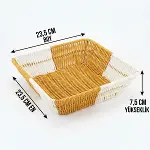 Kare Çift Renkli Plastik Rattan Ekmek ve Meyve Sepeti - Çok Amaçlı Banyo ve Mutfak Düzenleyici - Yıkanabilir Tezgâh Üstü Organizer (4745)-5