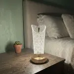 Açık Silindirik Kristal Damla&nbsp;Model LED Masa Lambası – Gold Tabanlı, Dokunmatik, 3 Renk Işık Modlu, Şarjlı Modern Dekoratif Gece Lambası (4745)-2