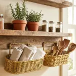 2’li Duvar Askılı Plastik Rattan Organizer – Oval Hasır Görünümlü Mutfak Raf Sepeti, Banyo ve Ev İçi Düzenleme Ünitesi (4745)-3