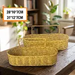 2’li Duvar Askılı Plastik Rattan Organizer – Oval Hasır Görünümlü Mutfak Raf Sepeti, Banyo ve Ev İçi Düzenleme Ünitesi (4745)-5
