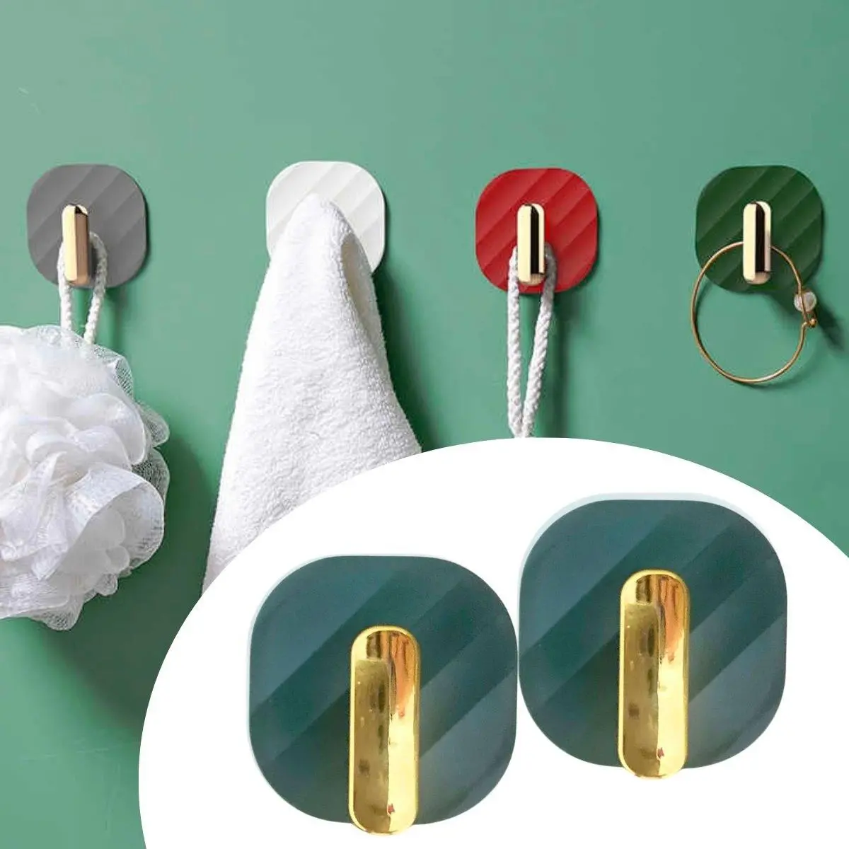 2li Yapışkanlı Retro Askılık Dolap Kapak Kulpu Yeşil (4745)