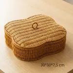Kapaklı 5 Bölmeli Plastik Rattan Organizer Kutu – Hasır Desenli Çok Amaçlı Saklama ve Sunum Sepeti Çerezlik (4745)-5