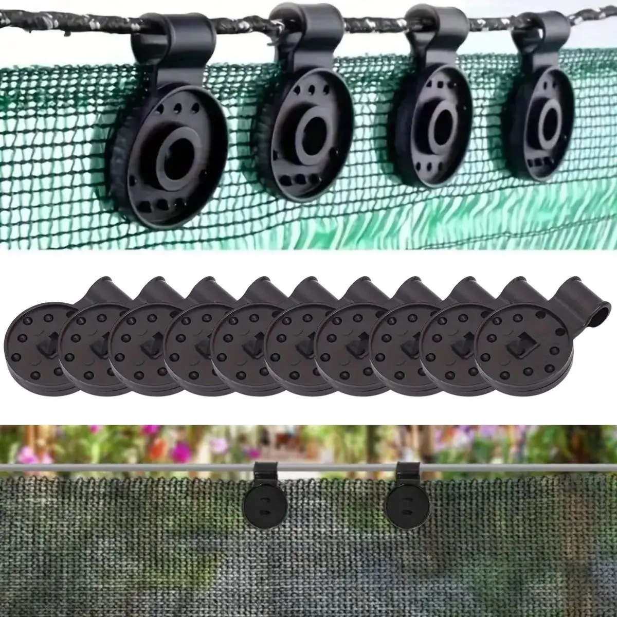 10 Adet Güneşlik Filesi Sabitleme Klipsleri, Gölgelik Bezi ve Brandalar İçin Dayanıklı Plastik Kelepçe Kancaları (4745)
