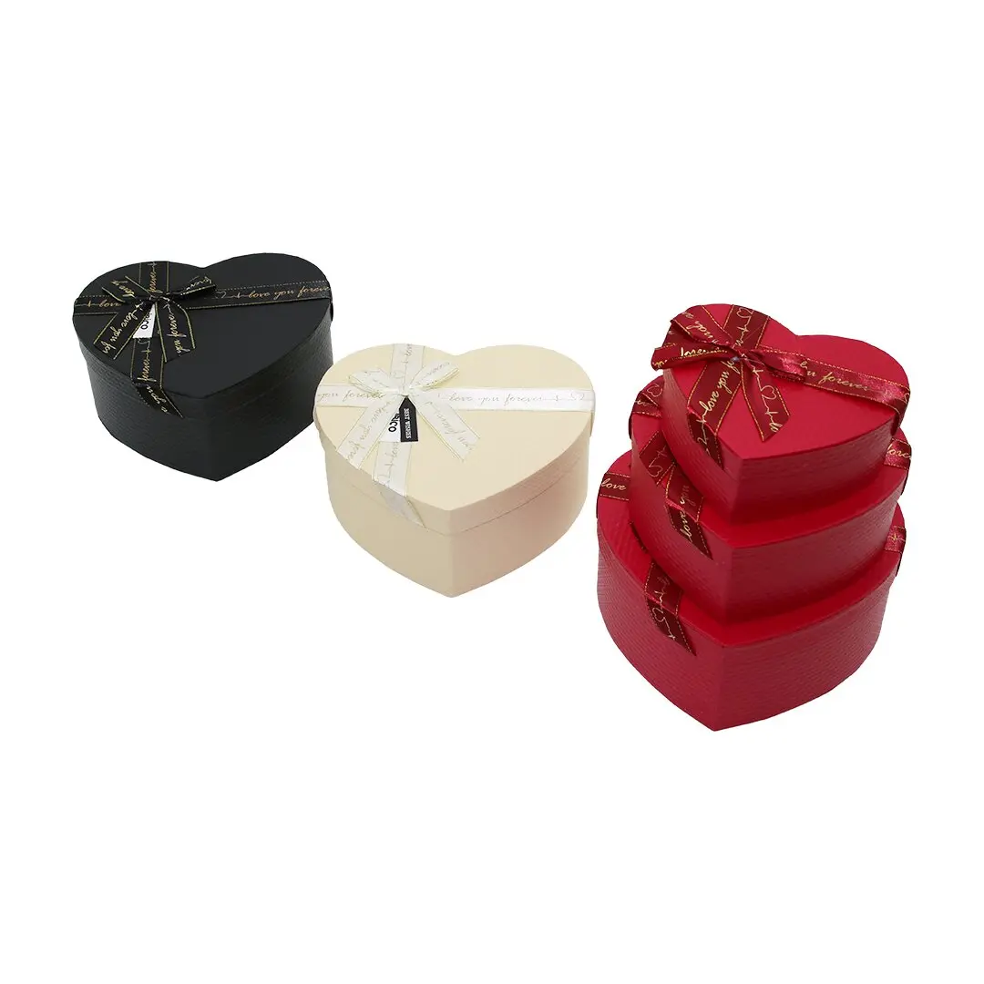 3PCS KALP MAT MİX RENKLİ KARTON HEDİYE KUTUSU KURDELALI 22X20-19X17-16X14CM (4745)