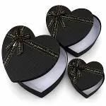 3PCS KALP MAT MİX RENKLİ - KABARTMA DESEN KARTON HEDİYE KUTUSU KURDELALI 31X28-27X24-23X20CM (4745)-3