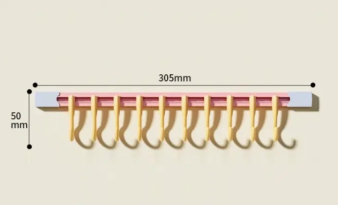 10 Kancalı Raylı Mutfak ve Banyo Düzenleyici Askı 30 cm (4745)-2