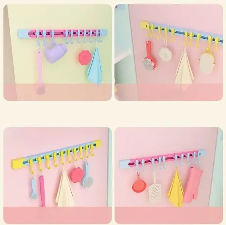 10 Kancalı Raylı Mutfak ve Banyo Düzenleyici Askı 30 cm (4745)-4