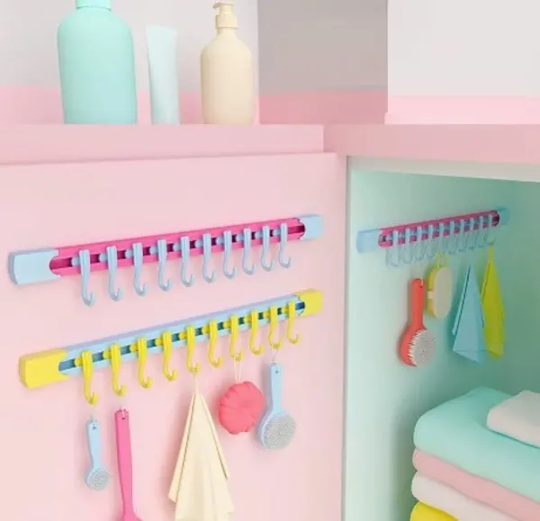 10 Kancalı Raylı Mutfak ve Banyo Düzenleyici Askı 30 cm (4745)