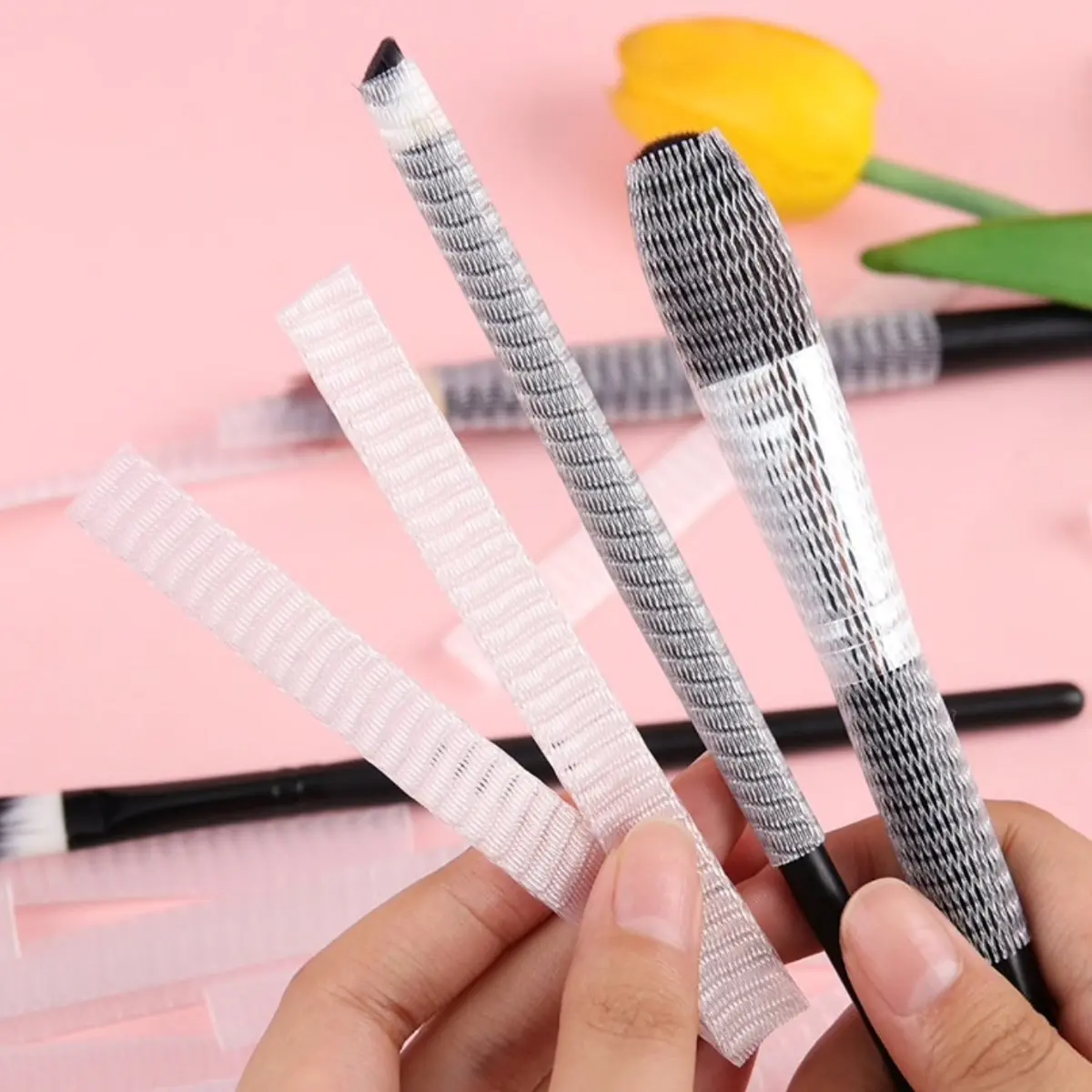 Makyaj Far Allık Kontür Eyeliner Fırça Malzemeleri Ürünleri Koruyucu File Kapak Örgü Kılıf Set 20li (4745)