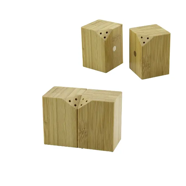 5X5CM--Y:7CM   2PCS   MIKNATISLI İKİZ   AHŞAP BAMBU  BAHARATLIK - TUZLUK (4745)