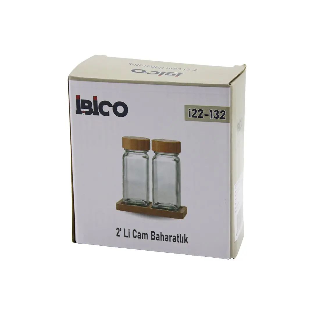 2PCS BAMBU KAPAKLI CAM TUZLUK - BİBERLİK - BAHARATLIK 120ML (4745)