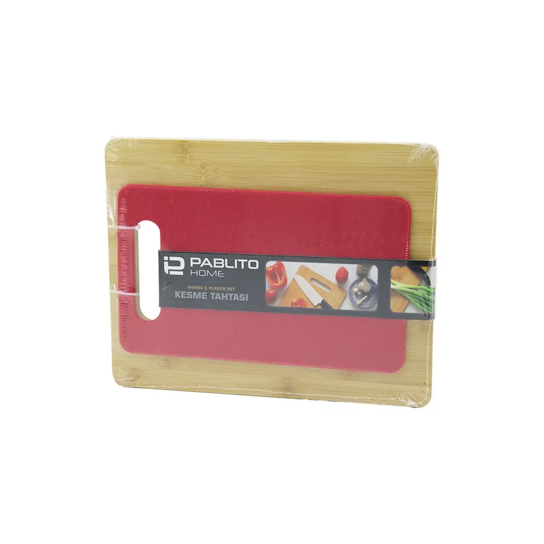 2PCS SET=AHŞAP BAMBU - PLASTİK KESİM PANOSU - KESME TAHTASI PLS:15X25CM- AHŞ:22X28CM (4745)