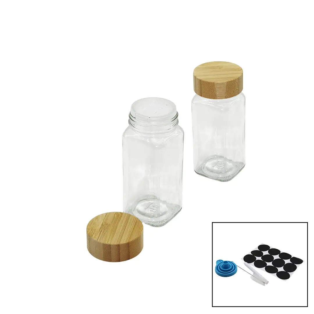 12 PCS TAKIM KARE CAM BAHARATLIK - TUZLUK BAMBU KAPAKLI (4745)