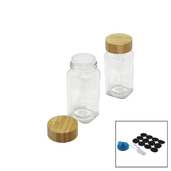 12 PCS TAKIM KARE CAM BAHARATLIK - TUZLUK BAMBU KAPAKLI (4745)