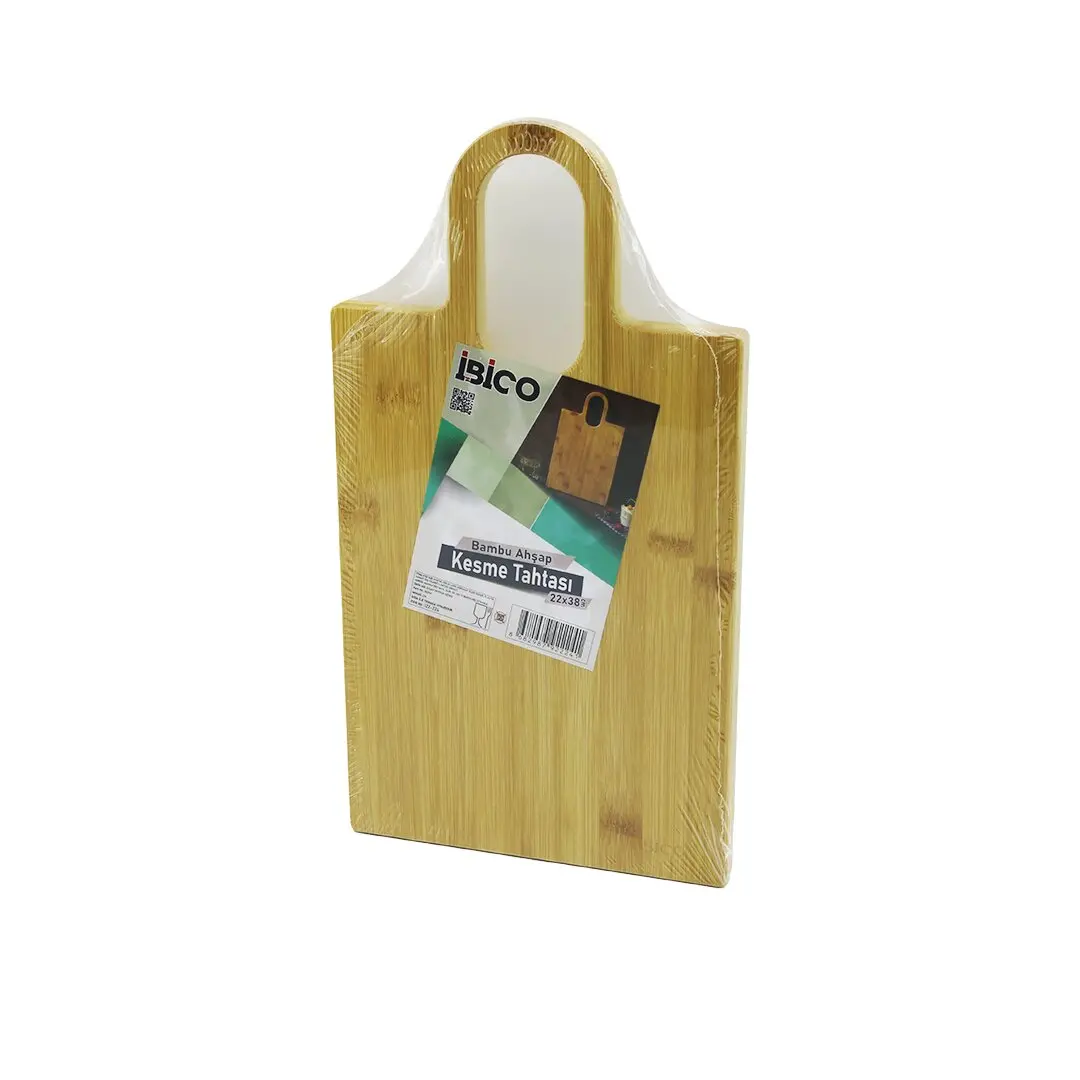 DİKDÖRTGEN=22X38CM AHŞAP BAMBU KESİM PANOSU - KESME TAHTASI OVAL KULPLU (4745)