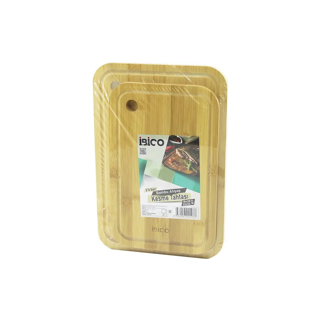 2PCS SETOVAL KENARLI - YUVARLAK DELİKLİ AHŞAP BAMBU KESİM PANOSU - KESME TAHTASI 18X28X1CM--22X32X1CM (4745)