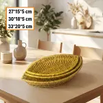 3’lü Kayık Formlu Plastik Rattan Sepet Seti–Hasır Görünümlü&nbsp;Ekmek, Meyve ve Sunum Sepetleri, Çok Amaçlı Masaüstü Organizer (4745)-5