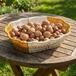 Oval Çift Renkli Plastik Rattan Ekmek ve Meyve Sepeti - Çok Amaçlı Banyo ve Mutfak Düzenleyici - Yıkanabilir Dekoratif Tezgâh Üstü Organiz (4745)-4
