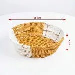 Yuvarlak Çift Renkli Plastik Rattan Ekmek ve Meyve Sepeti - Çok Amaçlı Banyo ve Mutfak Düzenleyici - Yıkanabilir Tezgâh Üstü Organizer (4745)-5