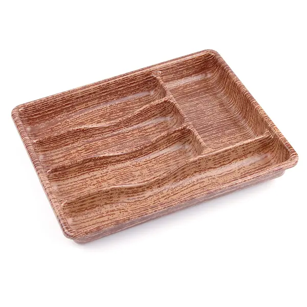 AHŞAP RENK - 5 BÖLMELİ ÇEKMECE İÇİ KAŞIKLIK 36X29CM (4745)