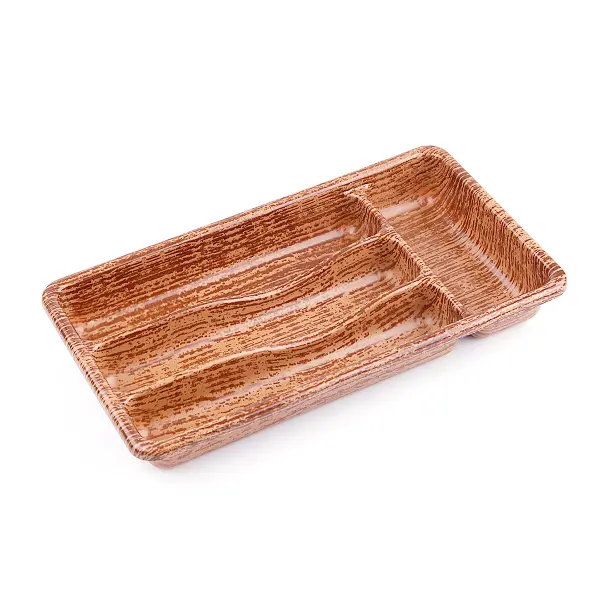 AHŞAP RENK - 4 BÖLMELİ ÇEKMECE İÇİ KAŞIKLIK 36X20CM (4745)