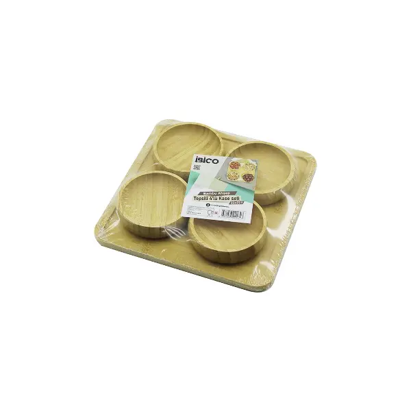AHŞAP BAMBU 5PCS  ÇEREZLİK - LOKUMLUK KASE SETİ 22X22CM (4745)