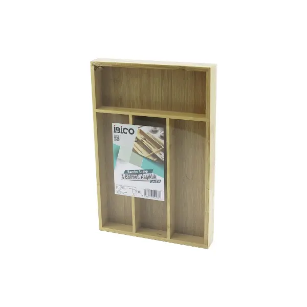 4 BÖLMELİ AHŞAP BAMBU KAŞIKLIK  24X33CM (4745)
