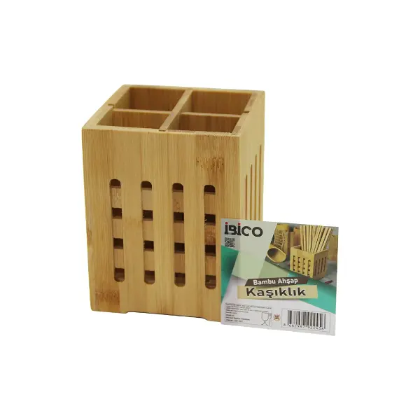 4 BÖLMELİ  BÜYÜK - PENCERELİ  KARE=11X11CM  AHŞAP BAMBU KAŞIKLIK ORGANİZER (4745)