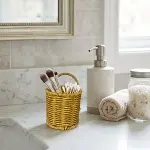 Yuvarlak Hasır Dokulu Plastik Rattan Kaşıklık &amp;amp; Çatallık – Askılı Kendiliğinden Tutmalı Çok Amaçlı Mutfak Organizeri (4745)-4