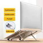 Ayarlanabilir Dizüstü Destek Tabanı Tamamen Katlanabilir Taşınabilir Laptop Yükseltici (4745)-4