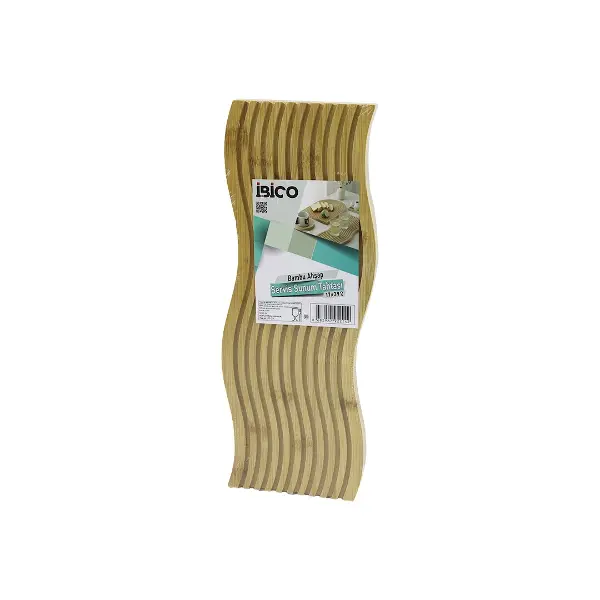 DALGALI ŞEKİLLİ - KANALLI ÇİFT TARAF=DÜZ - KANALLI AHŞAP BAMBU SERVİS SUNUM TAHTASI 17 X 39 X 1.5CM (4745)