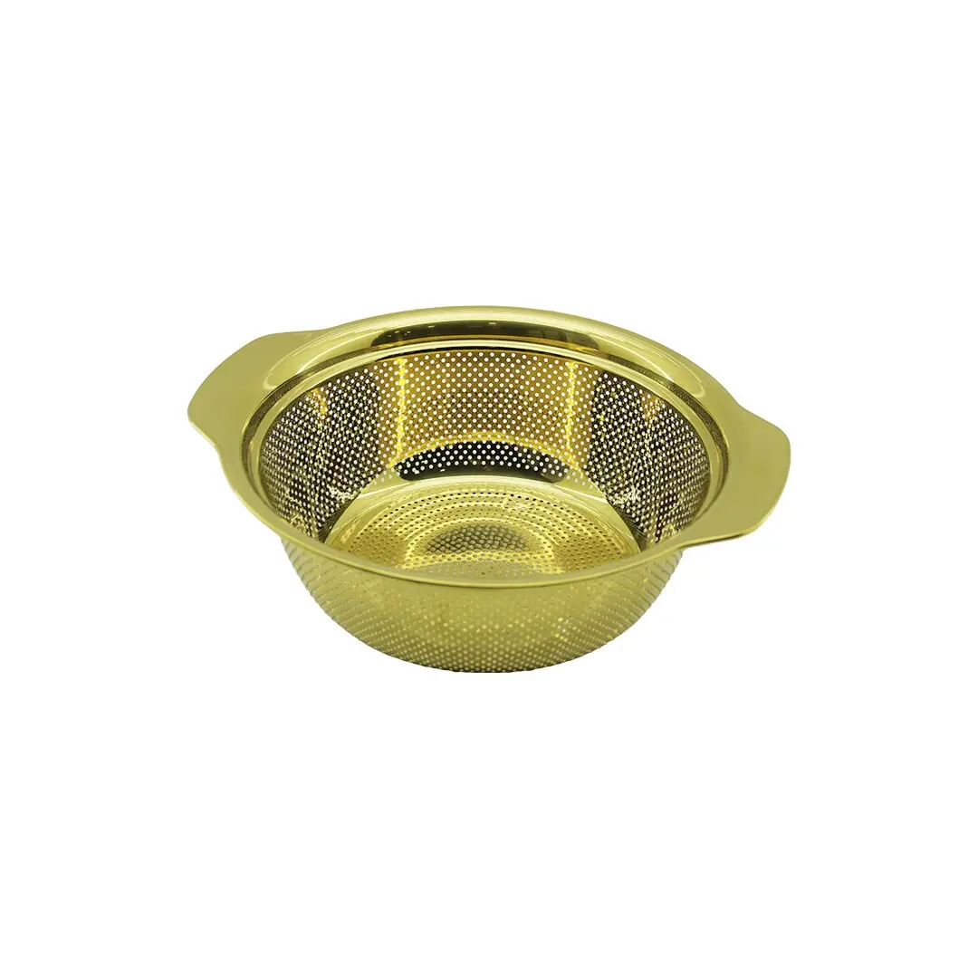 23CM GOLD PASLANMAZ METAL SEPET SÜZGEÇ KENDİNDEN KULPLU (4745)