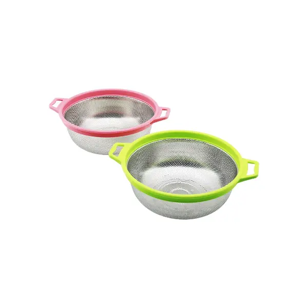 21CM RENKLİ PLASTİK ÇERÇEVE - KULPLU ÇELİK SEPET METAL SÜZGEÇ (4745)