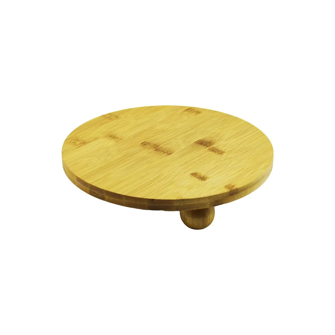 YUVARLAK 24.5CM 3 MİNİ TOP AYAKLI AHŞAP BAMBU SUNUM TEPSİSİ - MİNİ SOFRA (4745)