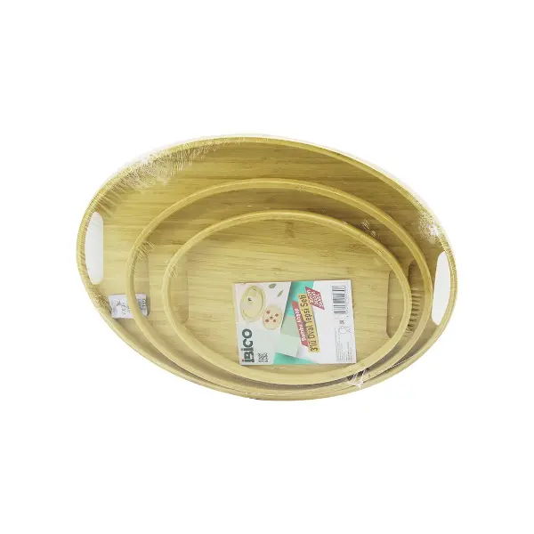 OVAL - 3 BOY BAMBU AHŞAP TEPSİ SETİ 20X29--26X36--31X45CM (4745)