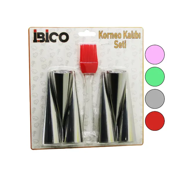 7PCS 6-KORNEO KALIP - 1-SİLİKON FIRÇA PASTA DEKORASYON SETİ ÇAP:3.4CM X UZUNLUK:12CM (4745)