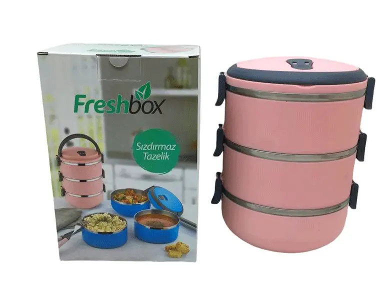 AÇIK PEMBE 3LÜ SEFER TASI SAKLAMA KABI 1.8LT (4745)