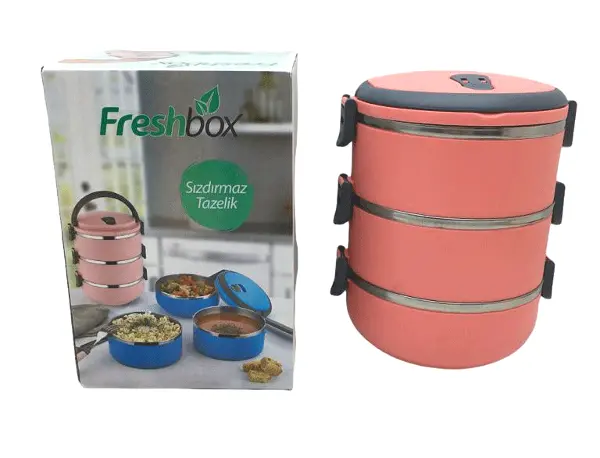 KOYU PEMBE 3LÜ SEFER TASI SAKLAMA KABI 1.8LT (4745)